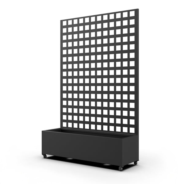 Trennwand Toma mit Blumenkasten Stahl 190x82x38 cm Schwarz [casa.pro]