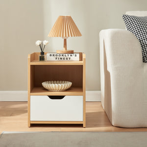 Nachttisch Bordkak 45x36x34 cm Eicheoptik/Weiß [en.casa]