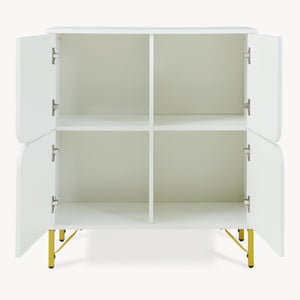 Sideboard Reyri 90x80x35 cm Weiß/Goldfarben [en.casa]
