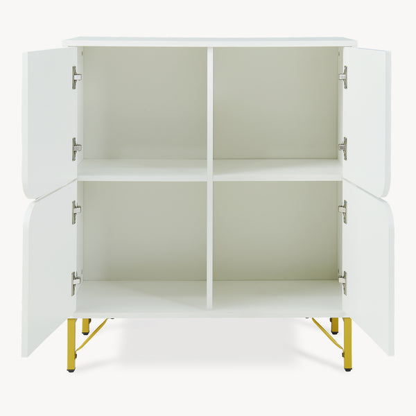 Sideboard Reyri 90x80x35 cm Weiß/Goldfarben [en.casa]