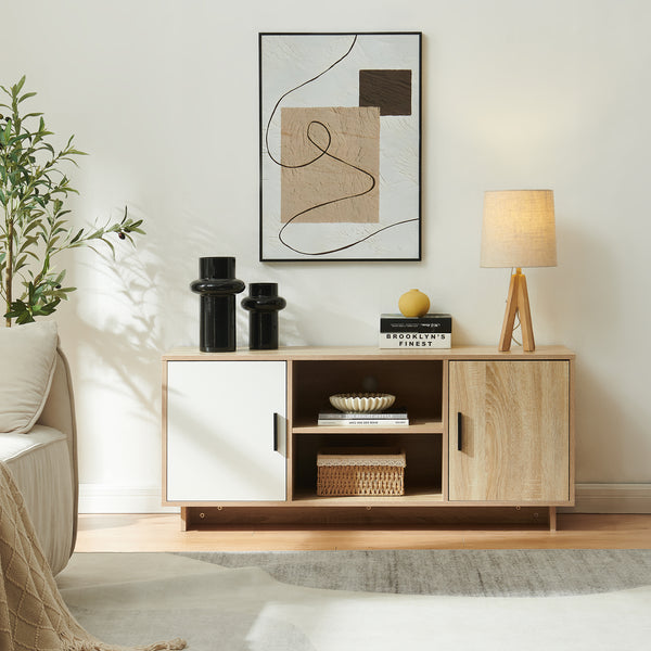 Fernsehschrank Kenta 120x39x52 cm Sonoma-Eicheoptik/Weiß [en.casa]