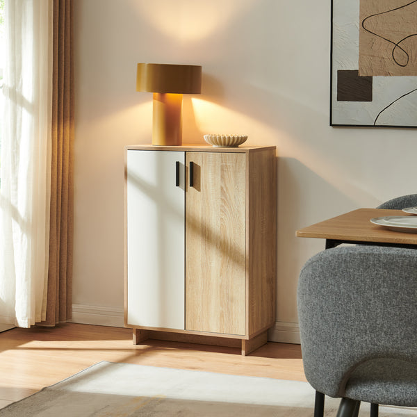 Beistellschrank Kenta 90x60x35 cm Sonoma-Eicheoptik/Weiß [en.casa]