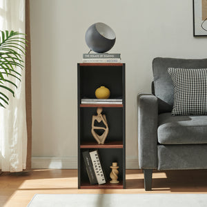 Bücherregal 'Trond' mit 3 offenen Fächern 80 x 30 x 23 cm Schwarz/Walnussoptik