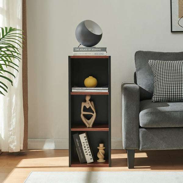 Bücherregal 'Trond' mit 3 offenen Fächern 80 x 30 x 23 cm Schwarz/Walnussoptik