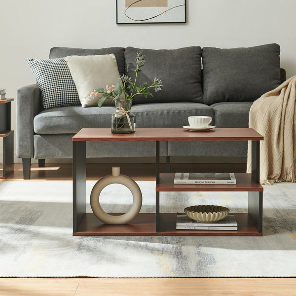 Couchtisch Trond 80x40x42 cm Schwarz/Walnuss [en.casa]
