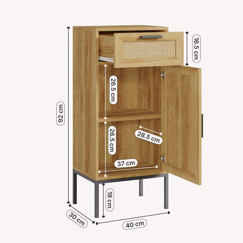 Maßskizze Badezimmerschrank Marhasa 92x40x30 cm Eicheoptik/Schwarz [en.casa]