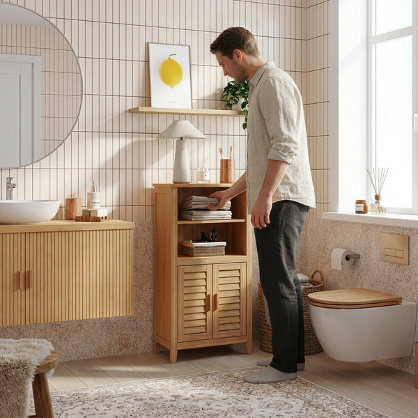 Beistellschrank Rirg 92x50x25 cm Bambus Natur [en.casa]