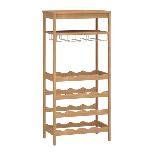Weinregal Fillby 100x47x29 cm Bambus Natur [en.casa]