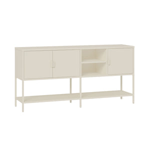 Sideboard Kliri Stahl 160x40x80 cm Cremeweiß [en.casa]