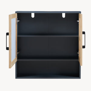 Spiegelschrank Svanes 58x56x13 cm Dunkelgrau/Natur [en.casa]