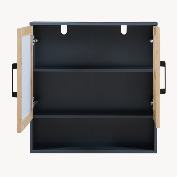 Spiegelschrank Svanes 58x56x13 cm Dunkelgrau/Natur [en.casa]