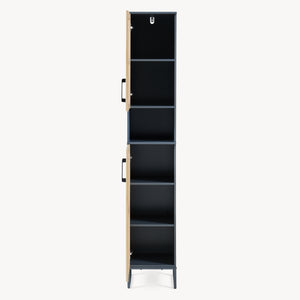 Hochschrank Svanes 170x30x30 cm Dunkelgrau/Natur [en.casa]