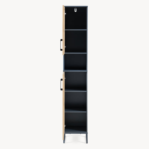Hochschrank Svanes 170x30x30 cm Dunkelgrau/Natur [en.casa]