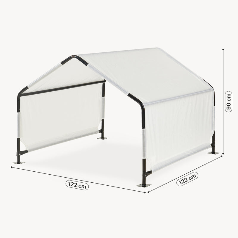 Maßskizze Outdoor Hundezelt Valevali 122x122x90 cm Schwarz/Weiß [en.casa]