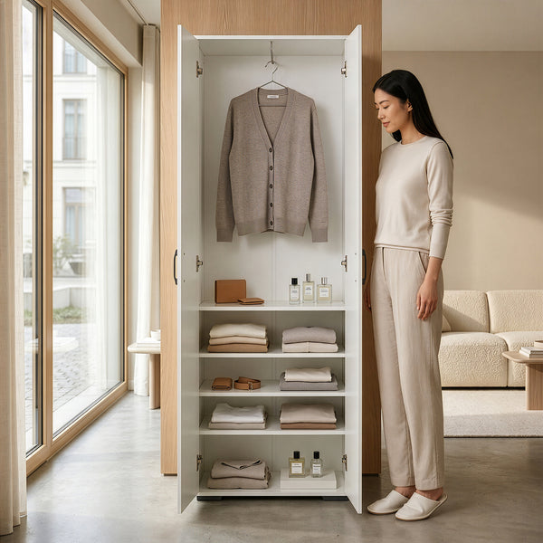 Kleiderschrank Chalvefted 175x60x35 cm Weiß [en.casa]