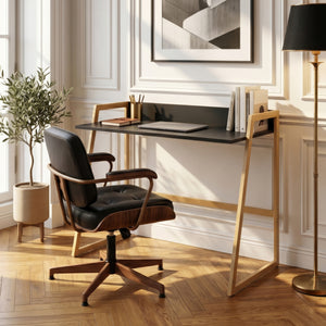 Schreibtisch Kuomi 84x73x47 cm Beige/Dunkelgrau [en.casa]
