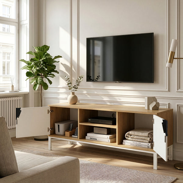 Fernsehschrank Kerrköndam 120x40x46 cm Eicheoptik/Weiß [en.casa]