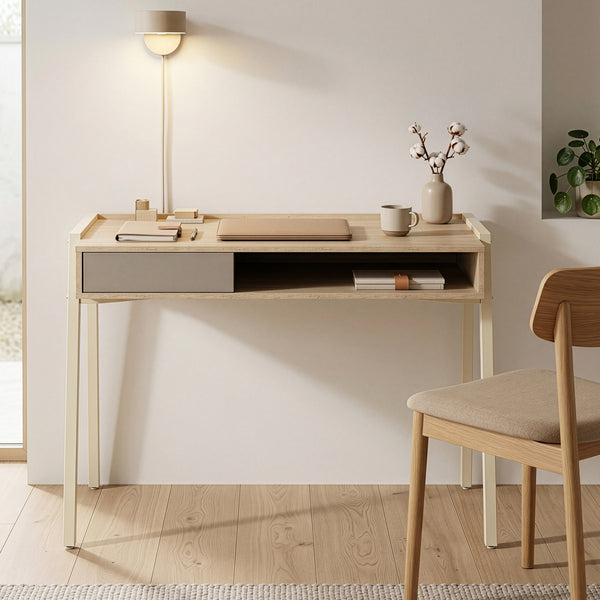 Schreibtisch Boderas 107x55x78 cm Beige/Travertin [en.casa]