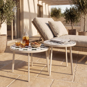 Outdoor Satztisch Faeto 2-tlg. Glasplatte Champagne [casa.pro]