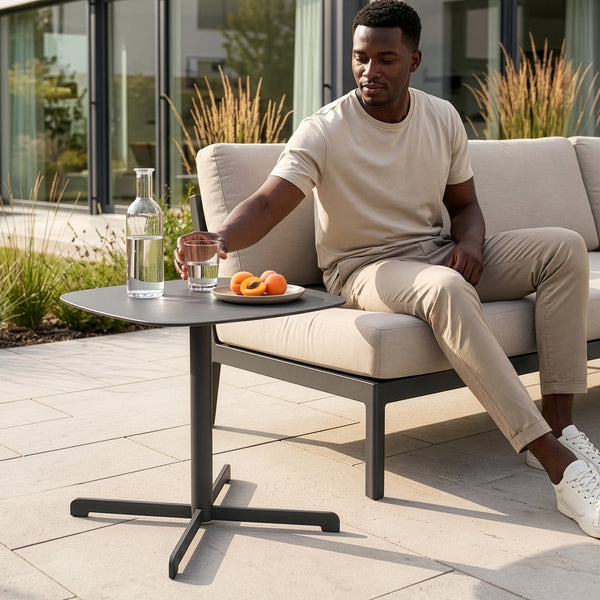 Outdoor Beistelltisch Foggia 43x40x40 cm Stahl Anthrazitgrau [casa.pro]
