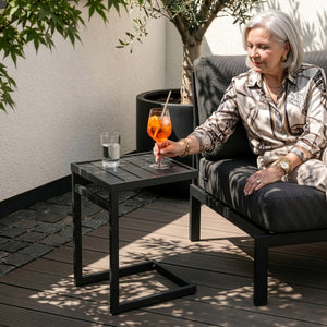Outdoor Beistelltisch Gaby Stahl 58x40x30 cm Anthrazitgrau [casa.pro]