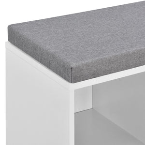 Schuhregal Ymir 103x30x48 cm 10 Ablageflächen Sitzbank Weiß/Grau en.casa