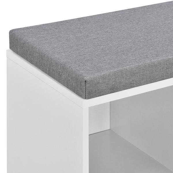 Schuhregal Ymir 103x30x48 cm 10 Ablageflächen Sitzbank Weiß/Grau en.casa