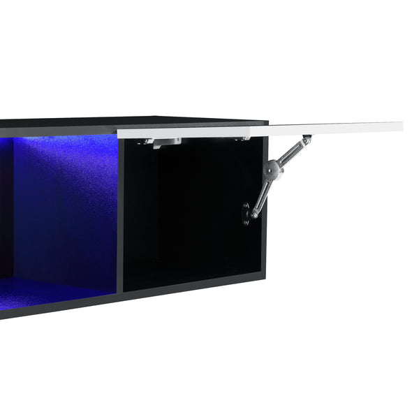 Hängeboard Thabong 150x30x30 cm mit LED Beleuchtung Schwarz/Weiß en.casa