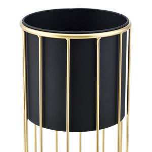Blumentopfständer Mortsel 2er-Set Metall Schwarz-Goldfarben [en.casa]