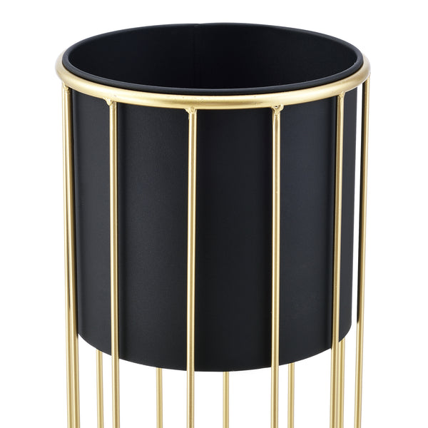 Blumentopfständer Mortsel 2er-Set Metall Schwarz-Goldfarben [en.casa]