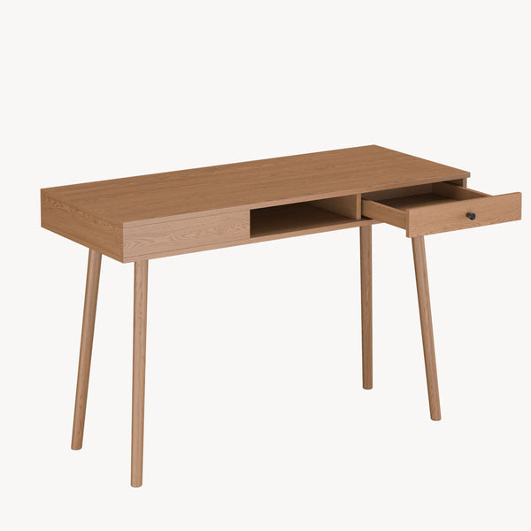 Schreibtisch Habo mit Ablage und Schublade 75x115x48 cm Walnussoptik [en.casa]