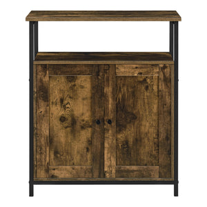 Beistelltisch Aremark 79x60x30cm mit Schrankfächer Dunkler Holzton [en.casa]