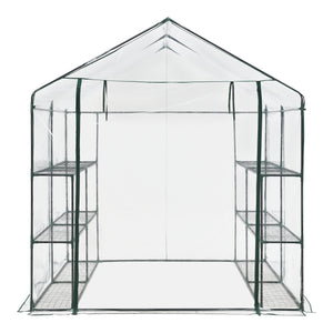 Gewächshaus Grünau mit Ablagen 200x200x220cm Transparent [en.casa]