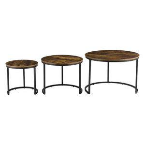 Couchtischset Arvidsjaur 3er Set Dunkler Holzton [en.casa]