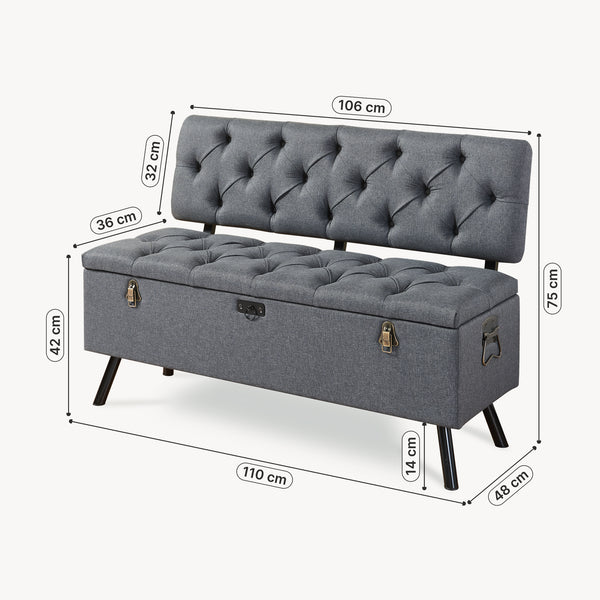 Sitztruhe Malmöhus 110x48x75cm Dunkelgrau [en.casa]
