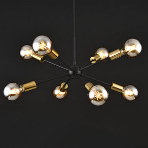 Hängeleuchte Amiens 8-Flammig E27 Schwarz / Messingfarben [lux.pro]