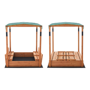 Sandkasten Pitsunda mit höhenverstellbarem Dach 145x118x118cm [en.casa]