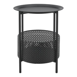 Beistelltisch Kruibeke 46x35cm mit Korb Schwarz [en.casa]