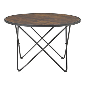 Couchtisch Goskamark 80x50 cm Stahlgestell Dunkler Holzton [en.casa]