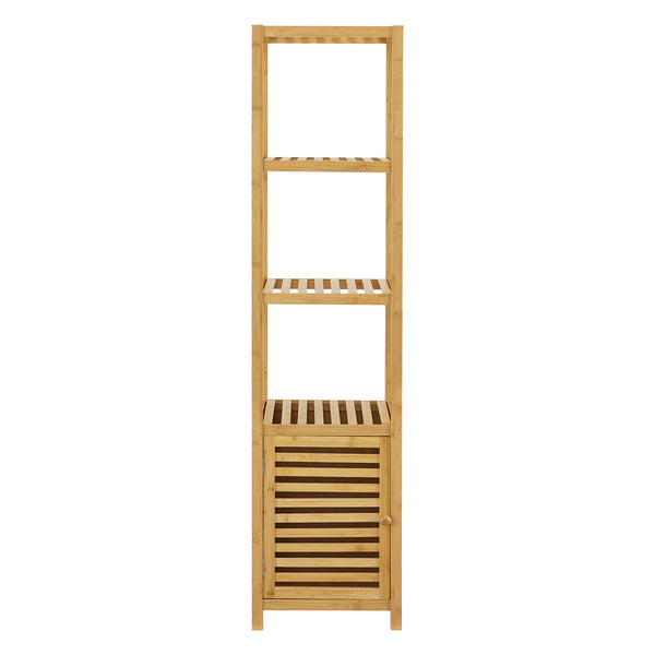 Bambusregal Liminka Badregal mit Schranktür 140x34x33cm [en.casa]