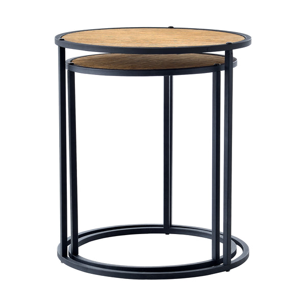Satztisch Moriusaq im 2er Set rund Holz-Optik [en.casa]