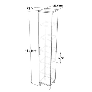 Hochschrank Lieto mit 6 Ablagefächern 183,5 x 29,5 x 29,5 cm Eiche grau [en.casa]