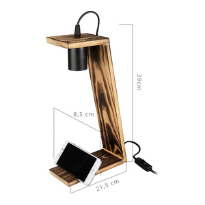 Tischleuchte Gillingham E27 Massivholz Schwarz / Holzoptik [lux.pro]
