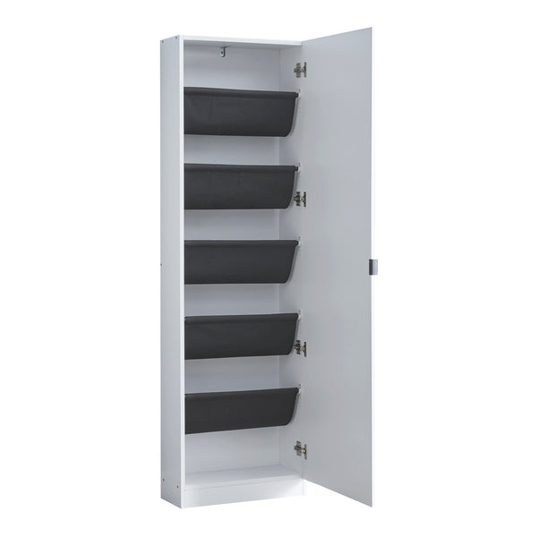 Schuhschrank Meura 160x48x20cm verspiegelt Weiß [en.casa]