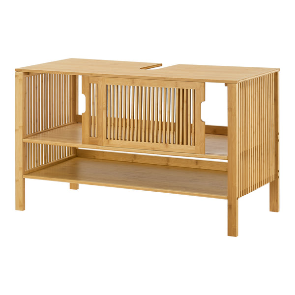 Waschbeckenunterschrank Hvaler 60x100x45cm Bambus [en.casa]
