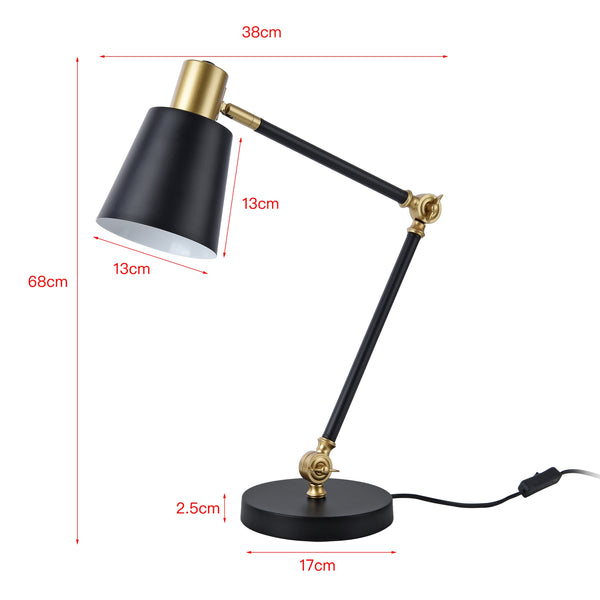 Tischleuchte Abergele Schwarz / Goldfarben [lux.pro]