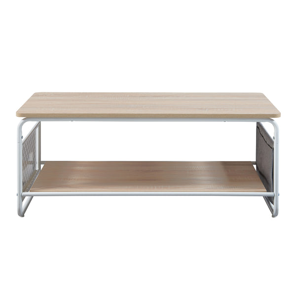 Couchtisch Dyrøy 100x50x43cm Weiß/Eiche [en.casa]