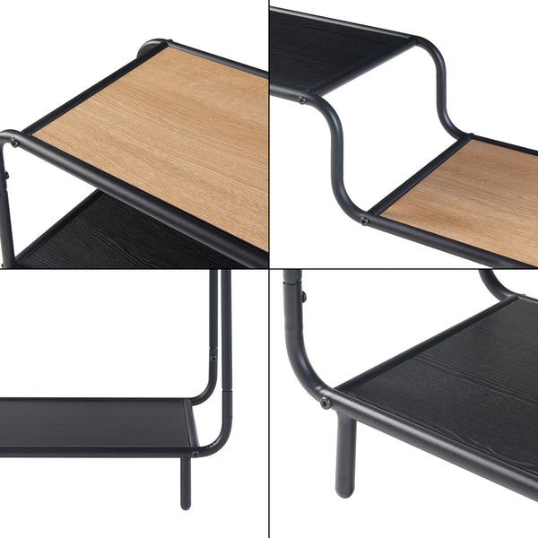 Standregal Kristiansand 101x80x30 cm Schwarz/Eiche-Optik [en.casa]