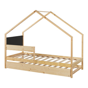 Hausbett Sodankylä 90x200cm mit Ausziehbett Kiefernholz Natur [en.casa]