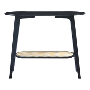 Konsolentisch Taivalkoski 100x35x80 cm Schwarz/Rattanoptik [en.casa]